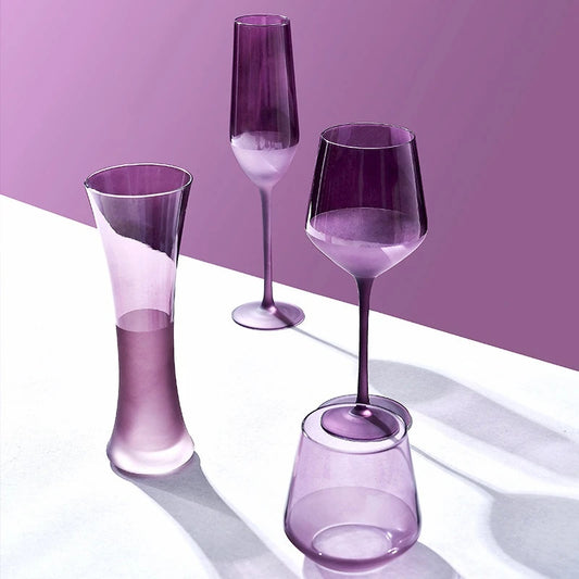 Purple Frosted Wine Glasses -  4 styles (1 piece)
