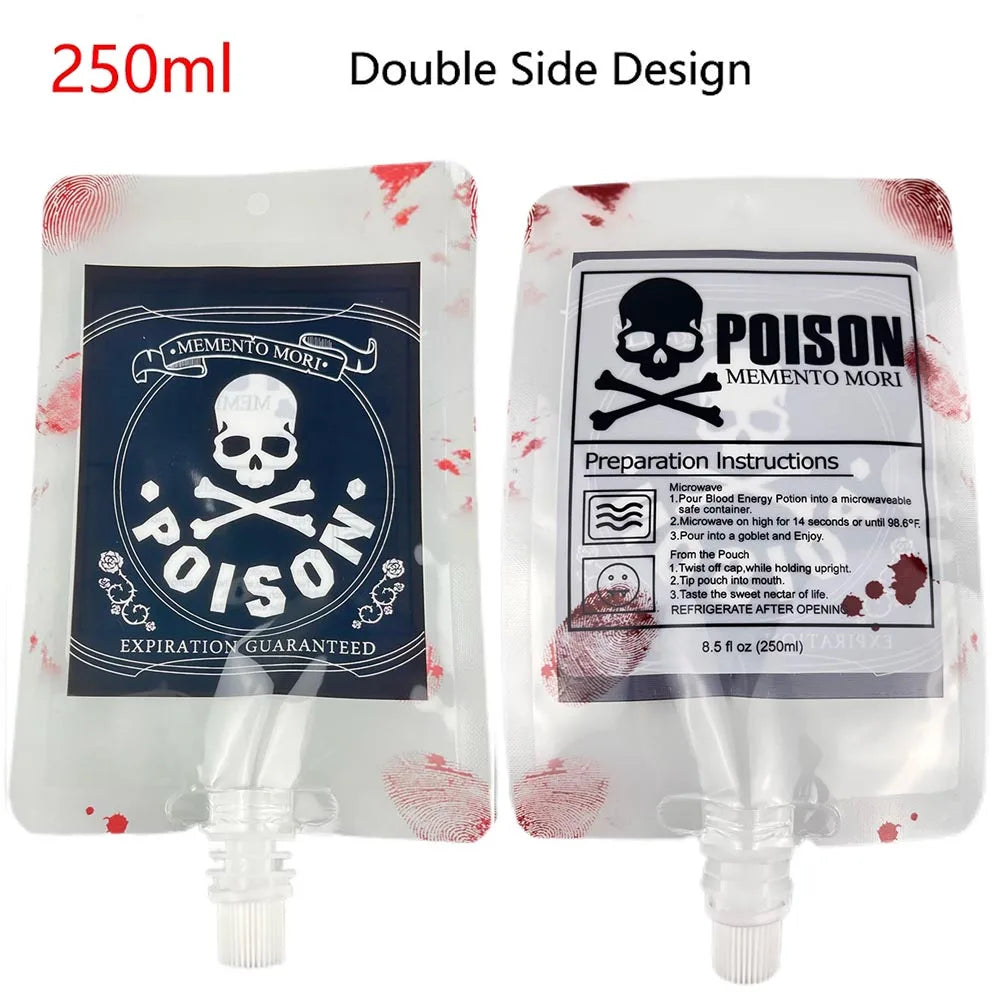 Halloween Blood Bag for Drinks (Skull, 5 pces)