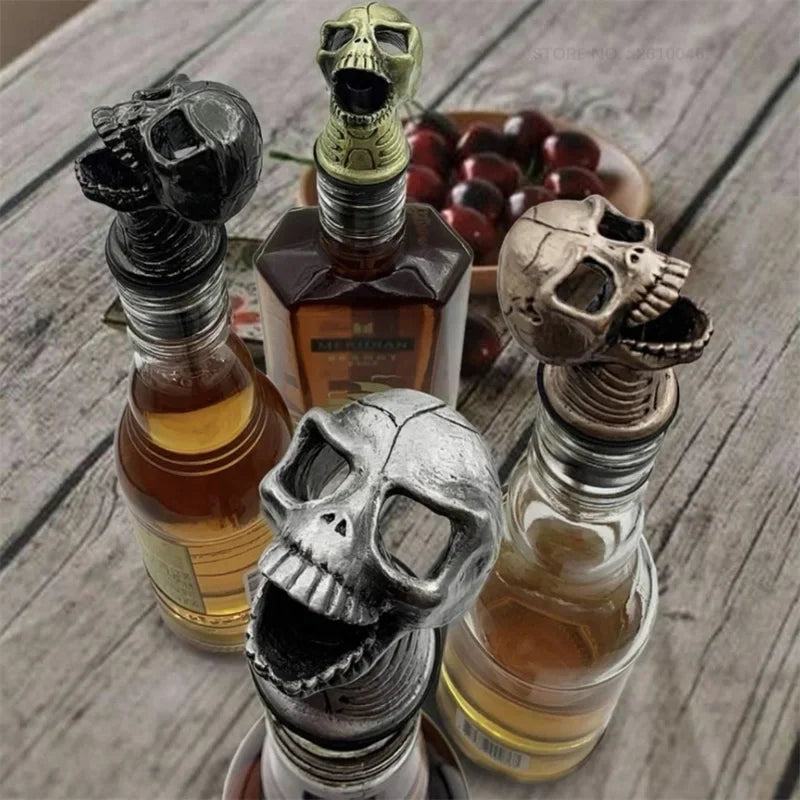 Halloween Skull Head Wine Pourer Ghost Festival Party Wine Bottle Stopper Decorations Supplies Pour Spout Club Bar Accessories