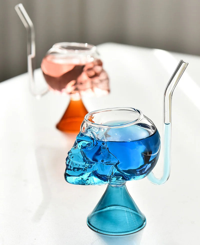 Skull Head Cocktail Glass With Straw (1 pce, 300ml)