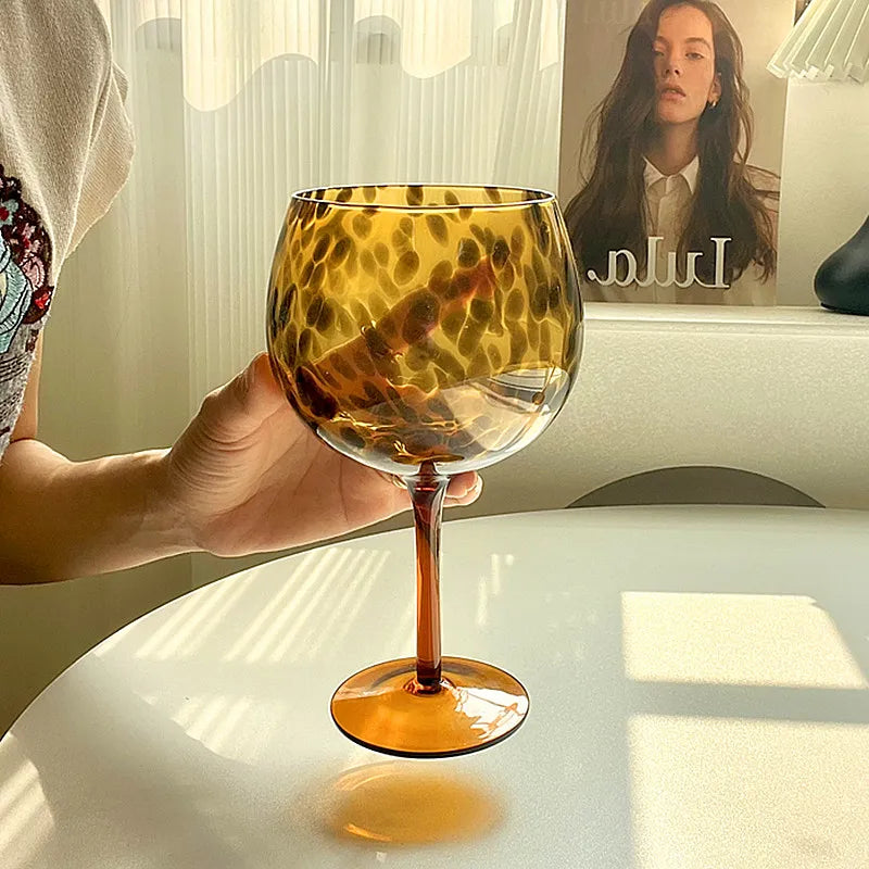 Vintage Leopard Print Wine Glass (1 pce, 500ml)