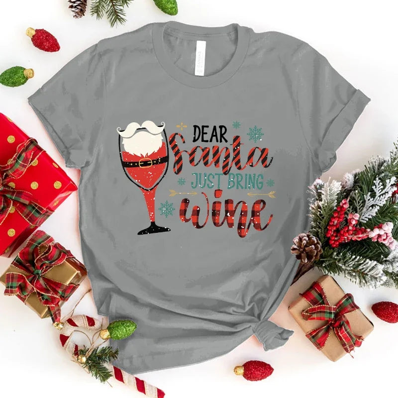 'Dear Santa Just Bring Wine' T Shirt
