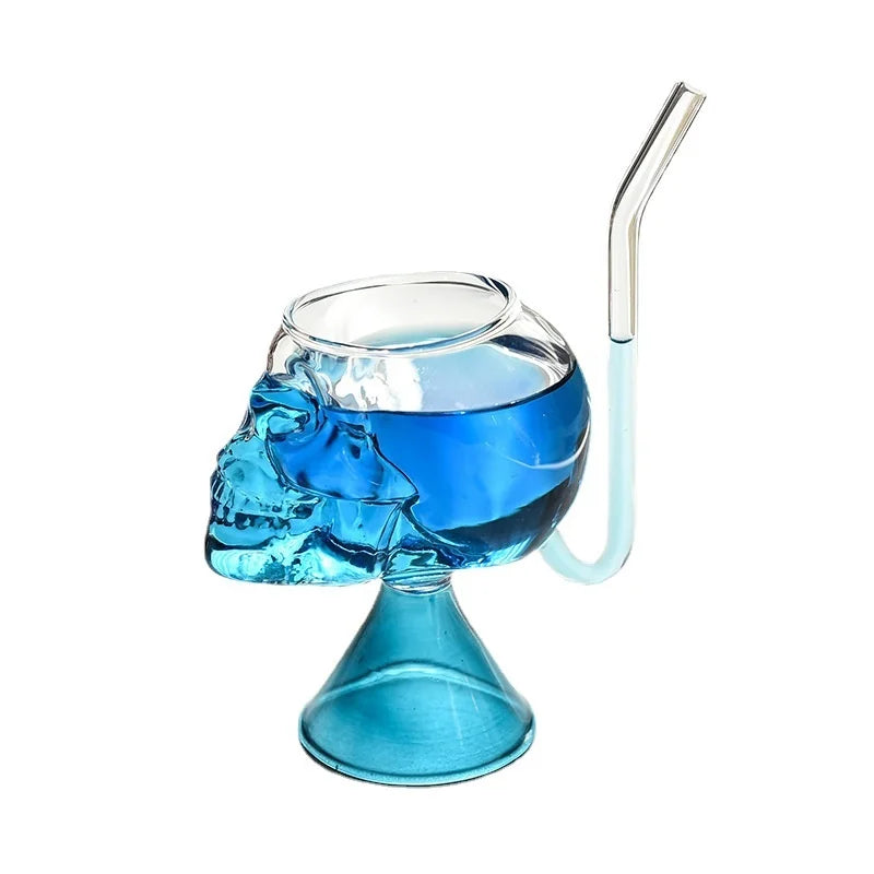 Skull Head Cocktail Glass With Straw (1 pce, 300ml)