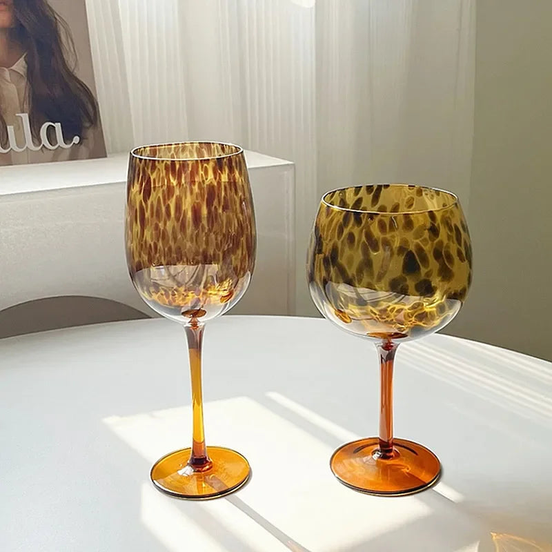 Vintage Leopard Print Wine Glass (1 pce, 500ml)