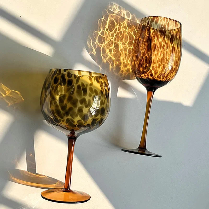 Vintage Leopard Print Wine Glass (1 pce, 500ml)