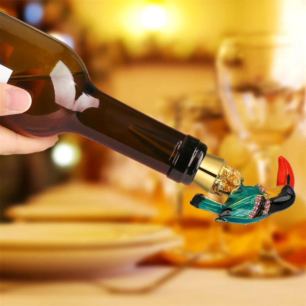Colourful Gold Bird Wine Stopper (1 piece)