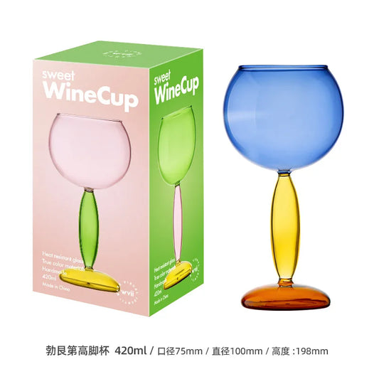 Contrasting Colour Goblet Blue/Yellow/orange (1 pce, 260ml)