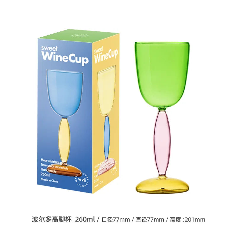Contrasting Colour Goblet Green/Pink/Yellow (1 pce, 260ml)