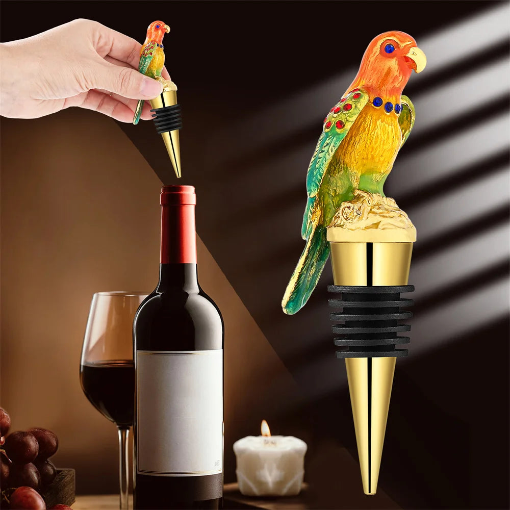 Colourful Gold Bird Wine Stopper (1 piece)