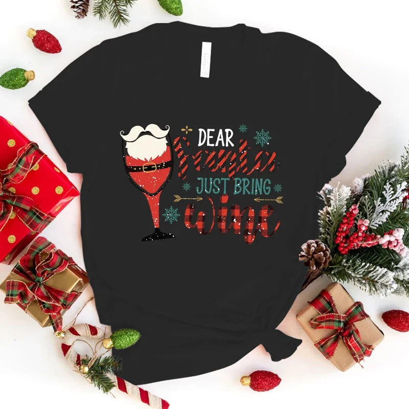 'Dear Santa Just Bring Wine' T Shirt