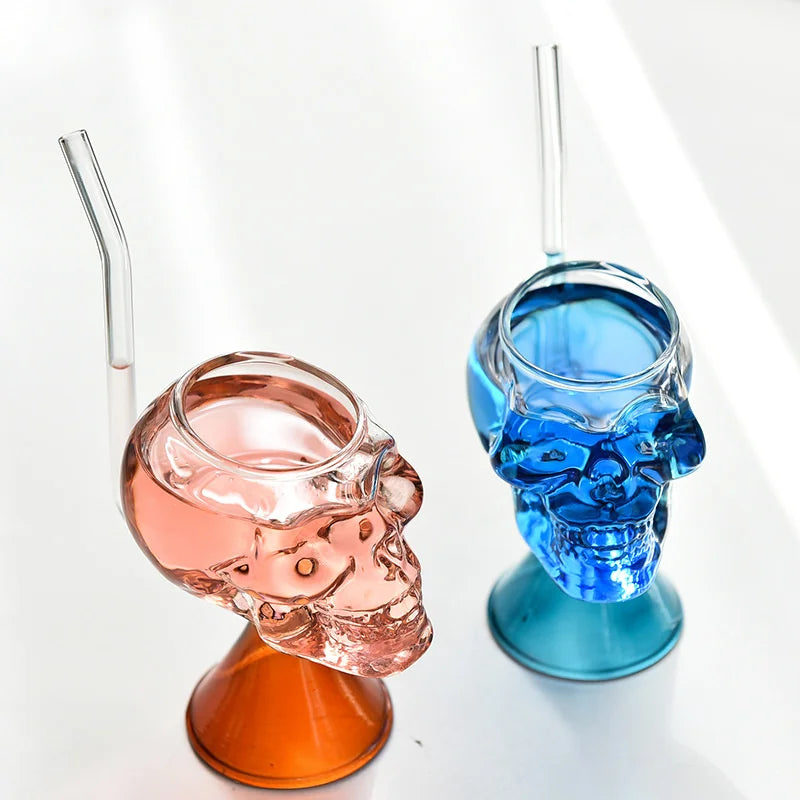 Skull Head Cocktail Glass With Straw (1 pce, 300ml)