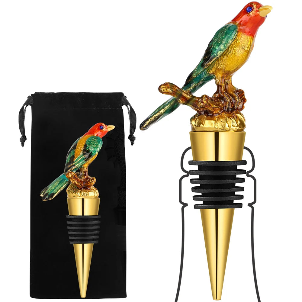 Colourful Gold Bird Wine Stopper (1 piece)