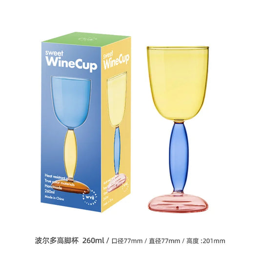Contrasting Colour Goblet Yellow/Blue/Pink (1 pce, 260ml)