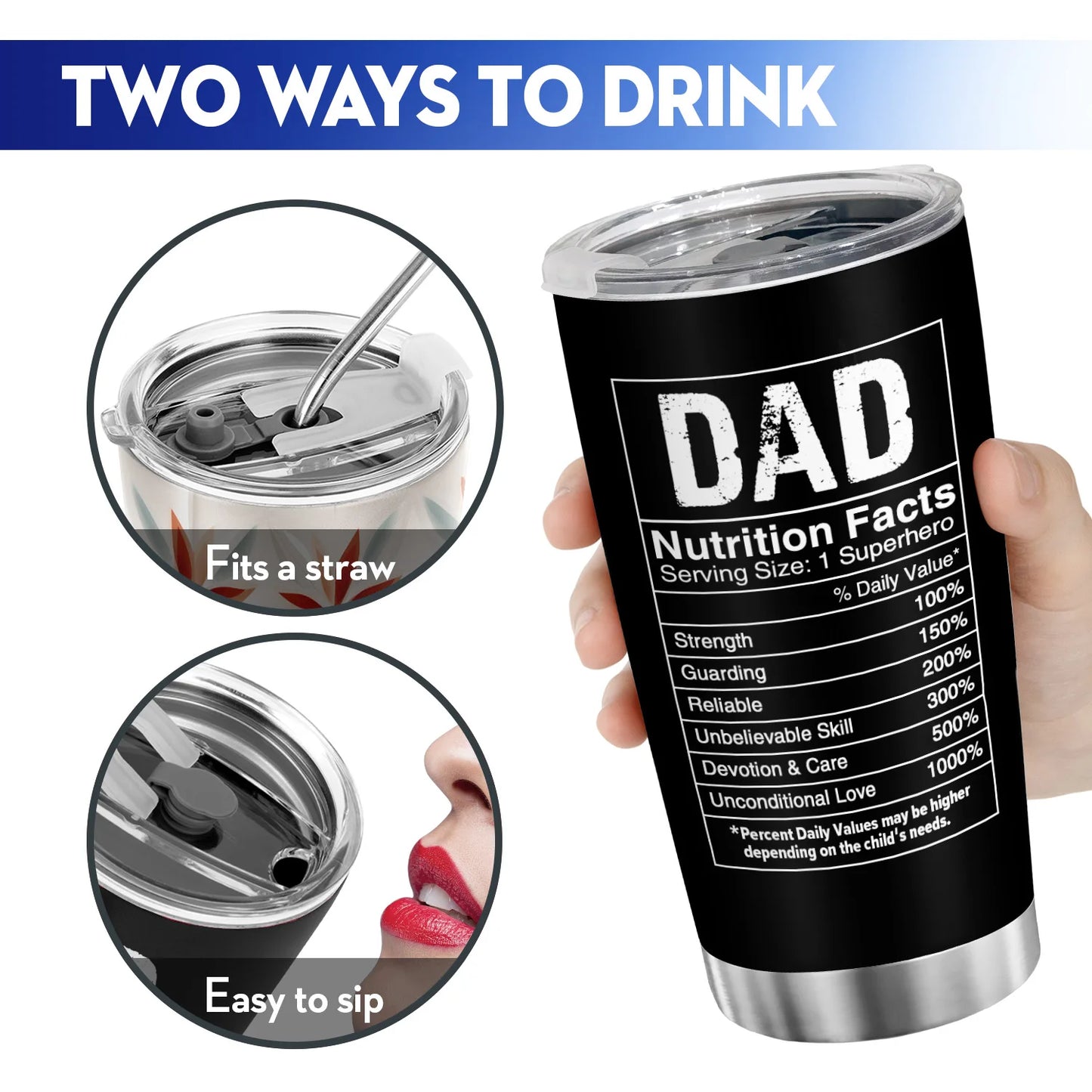Dad Nutrition Facts Travel Coffee Mug (600ml)