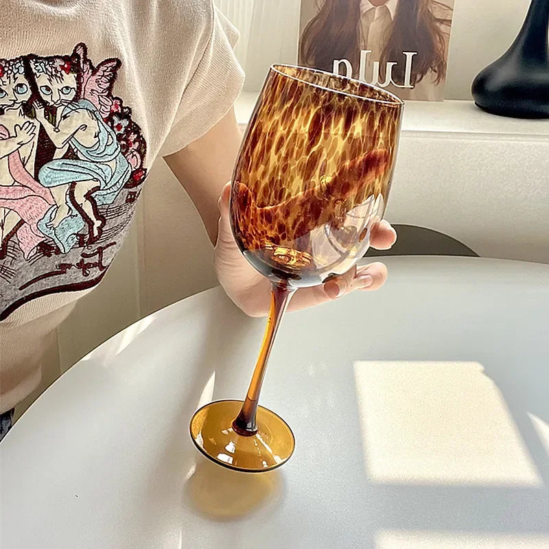 Vintage Leopard Print Wine Glass (1 pce, 500ml)