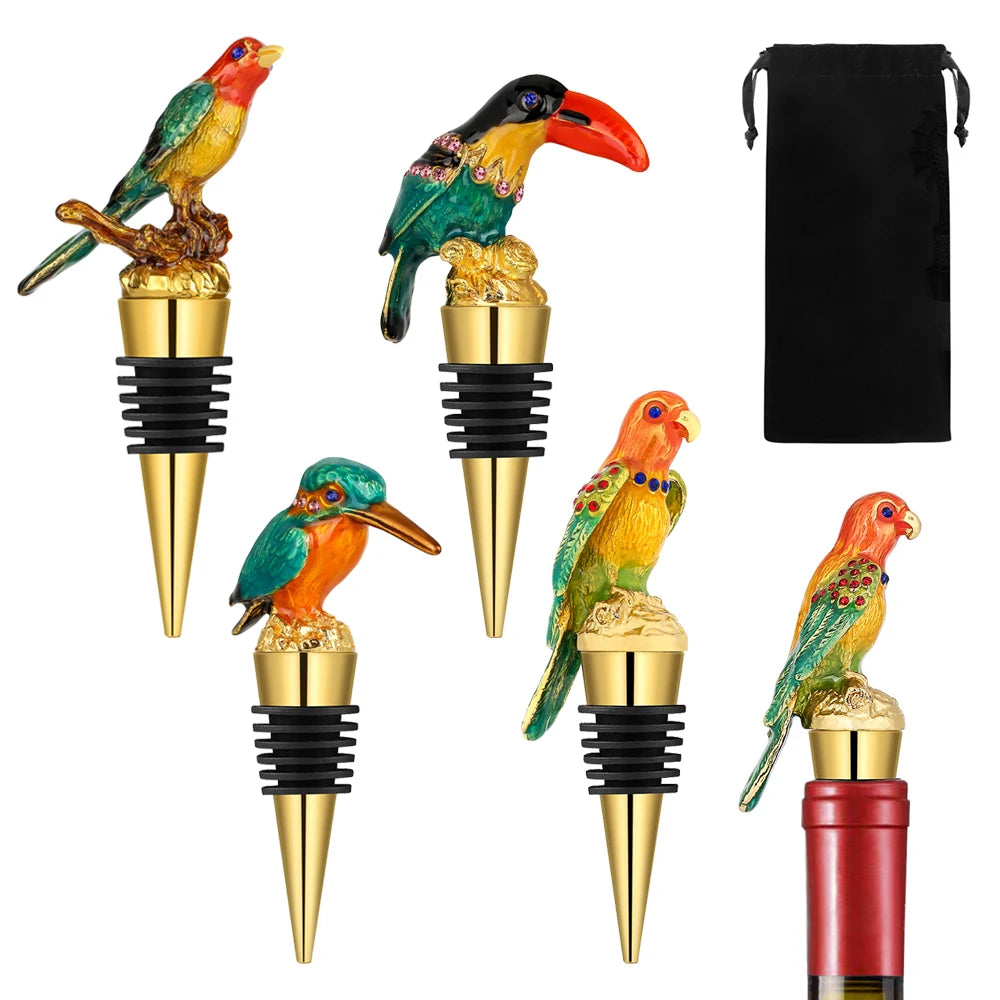 Colourful Gold Bird Wine Stopper (1 piece)