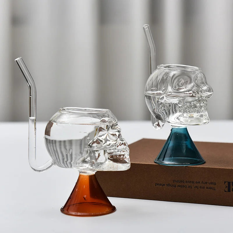 Skull Head Cocktail Glass With Straw (1 pce, 300ml)