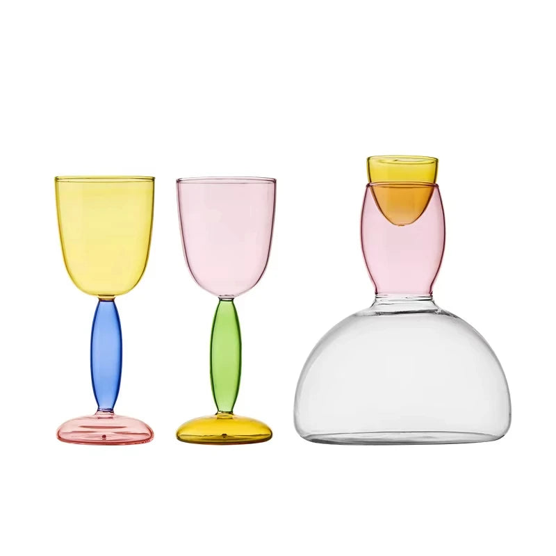 Contrasting Colour Goblet Yellow/Blue/Pink (1 pce, 260ml)