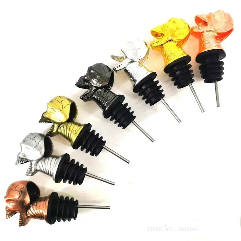 Halloween Skull Head Wine Pourer Ghost Festival Party Wine Bottle Stopper Decorations Supplies Pour Spout Club Bar Accessories