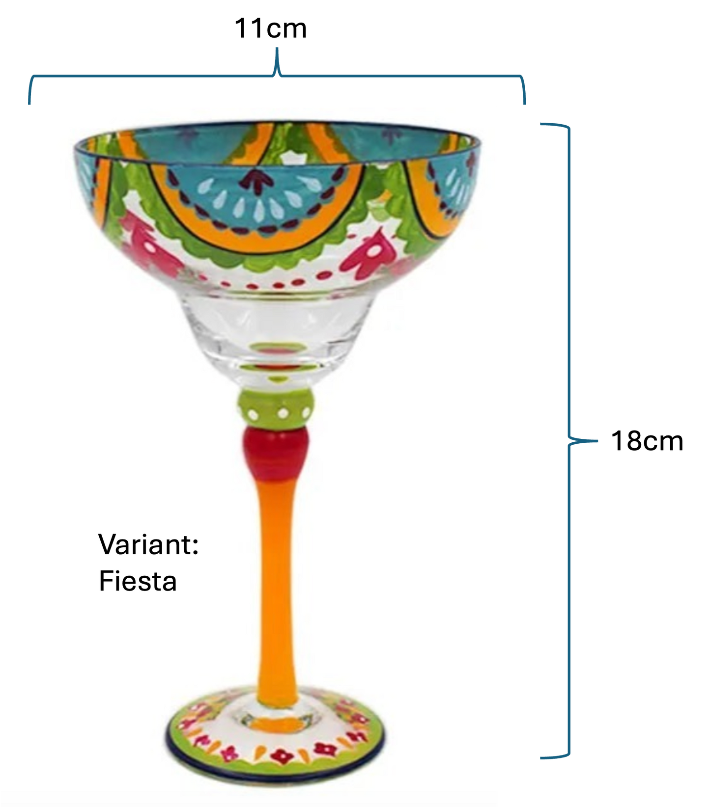 Handmade Colourful Margarita Glass