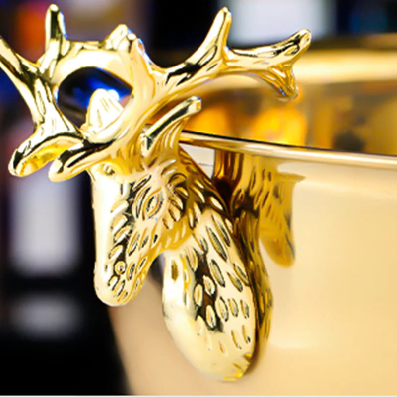 3L Ice Bucket with optional Deer Head (1 piece, Gold/Silver)