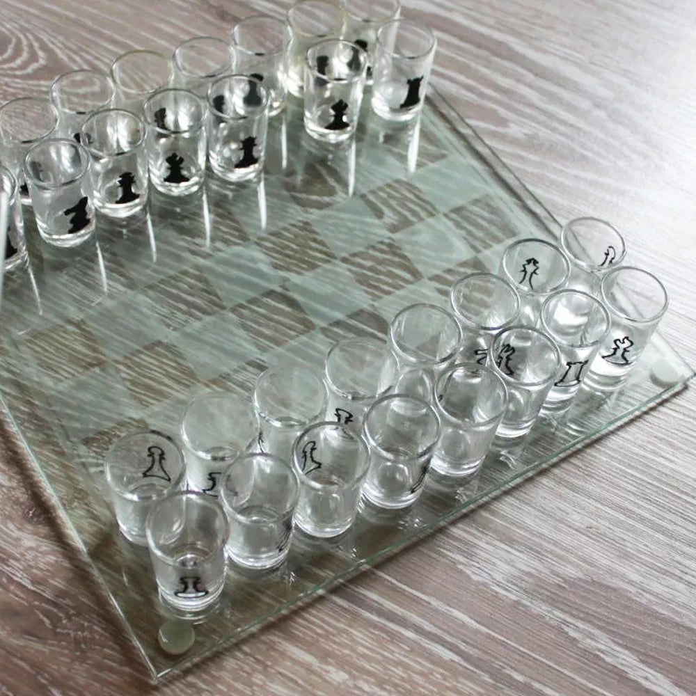 Glass Chess Board Drinking Game