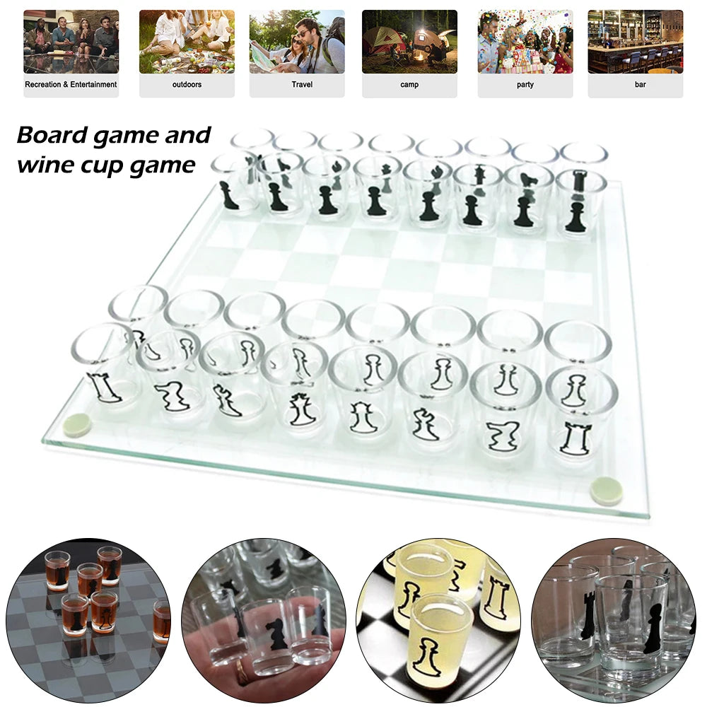 Glass Chess Board Drinking Game