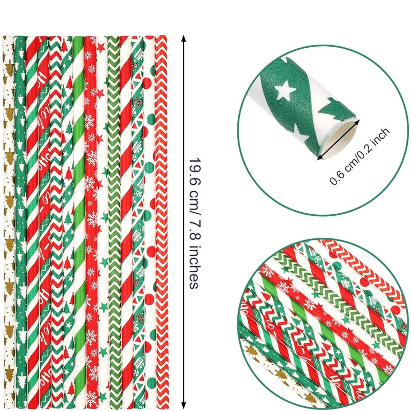 Christmas Paper Straws (25/50 pieces)