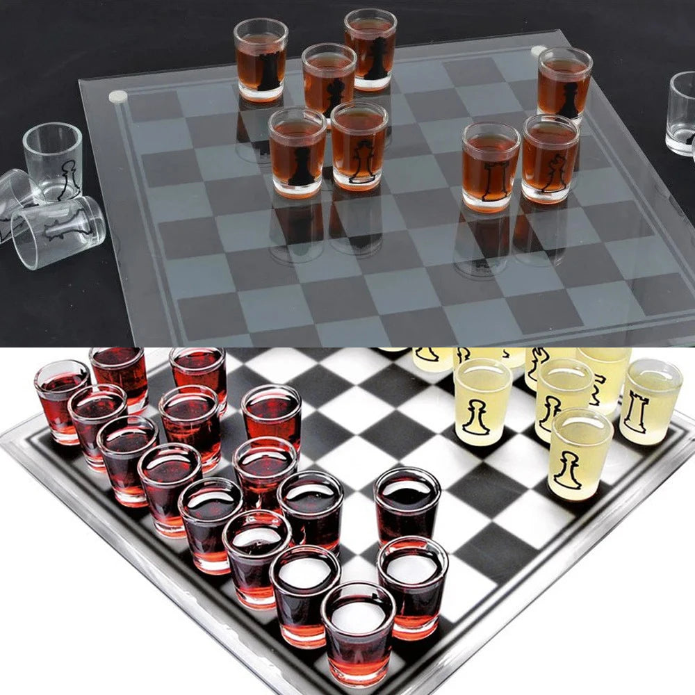 Glass Chess Board Drinking Game