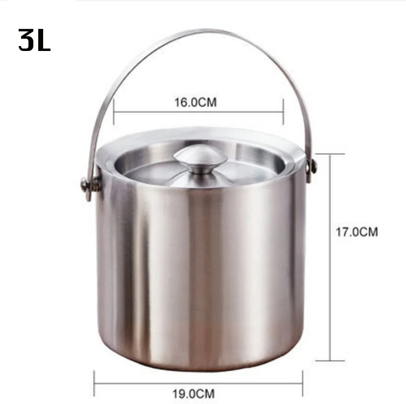 Stainless Steel Ice Bucket With Tongs (2L/3L)