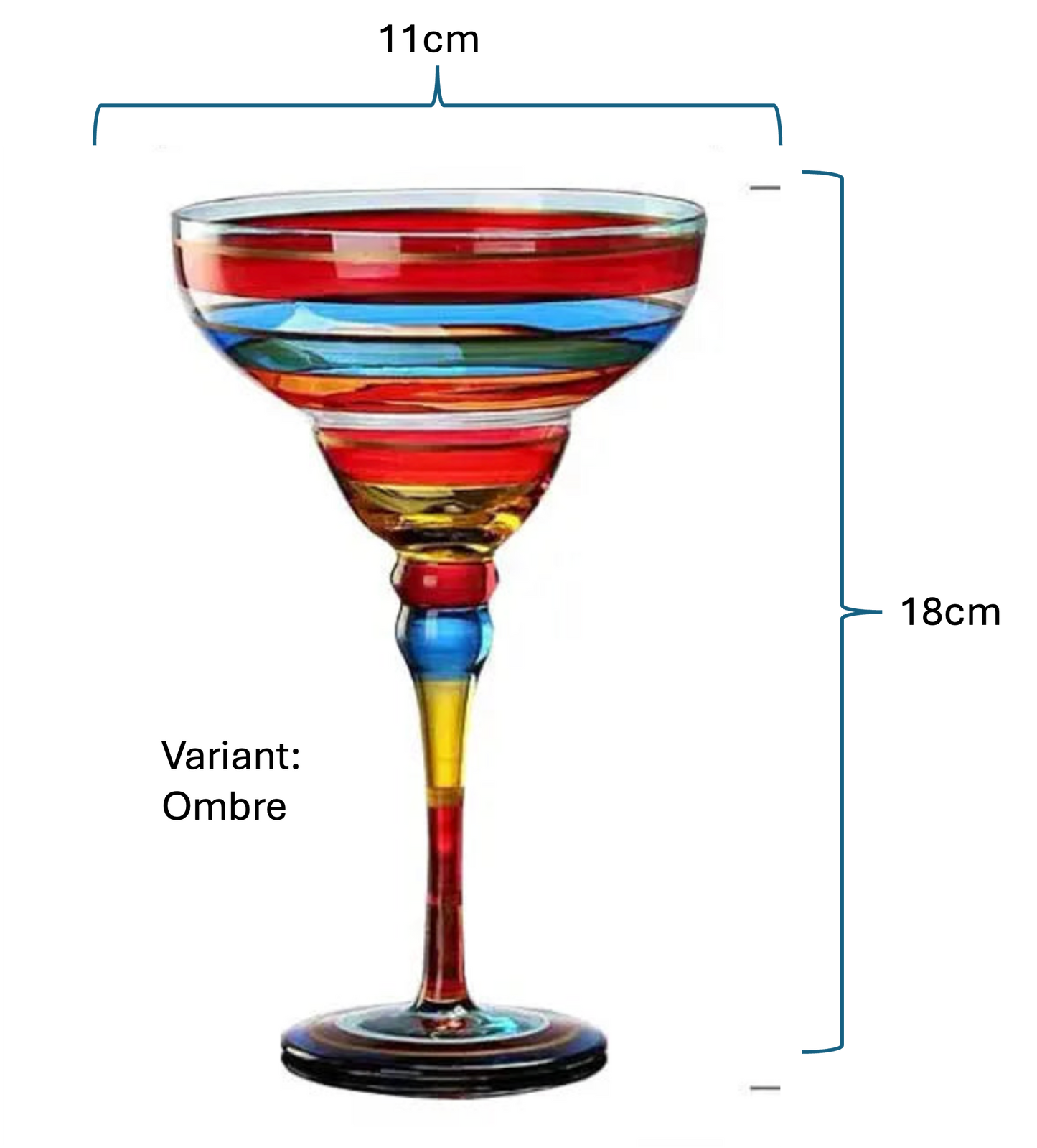 Handmade Colourful Margarita Glass