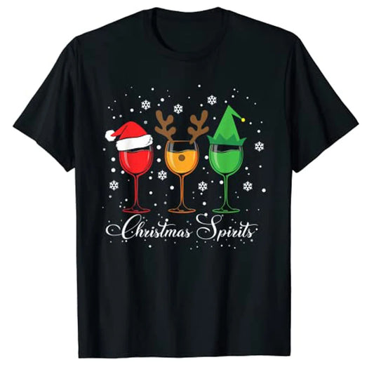 Christmas Spirits Glasses of Wine T-Shirt