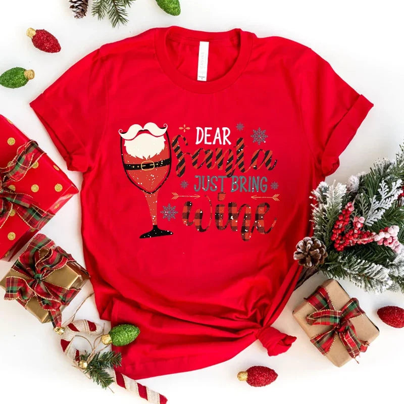 'Dear Santa Just Bring Wine' T Shirt