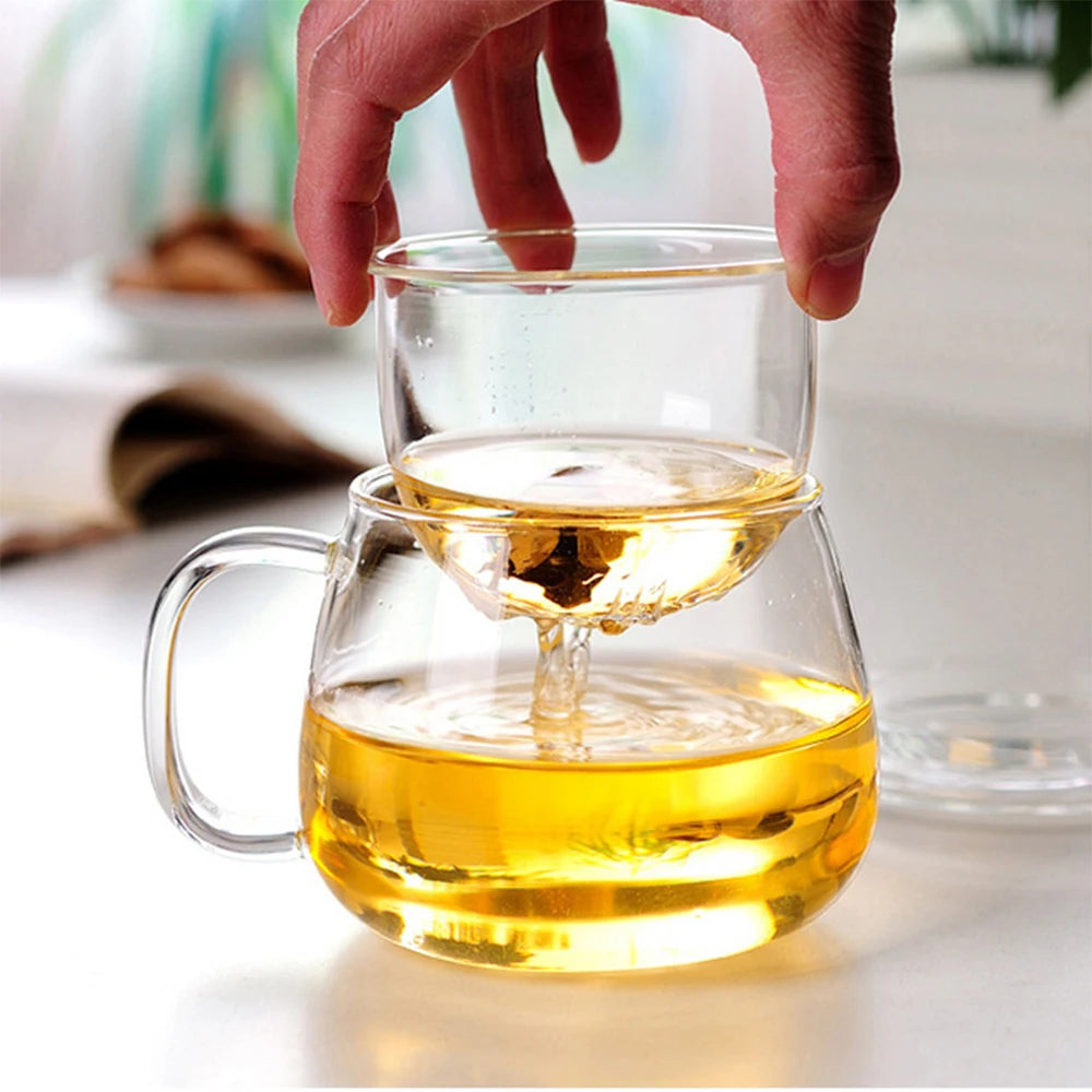 Transparent Tea Cup with Lid and Filter (1 piece/350ml)