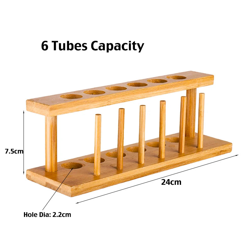 Test Tube Shot Glasses with Bamboo Holder (Sets of 6/8/12)