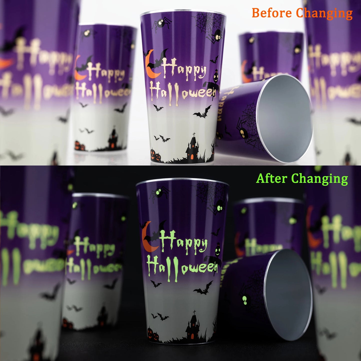 Glow-in-the-dark Halloween Cups (450ml)
