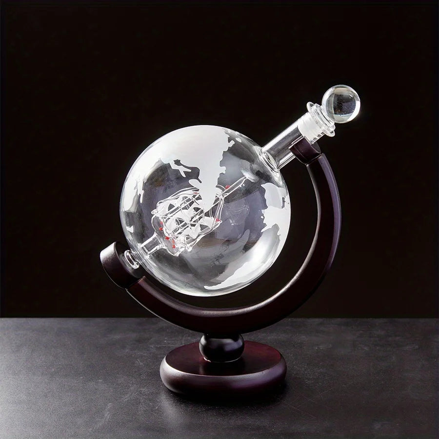 Globe Decanter Set with Stand and 2 Whiskey Glasses