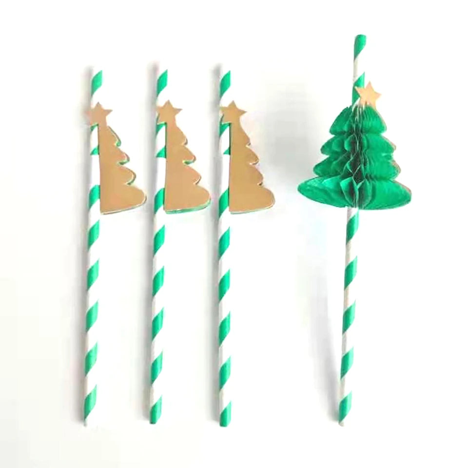 Christmas Paper Straws and Cake Toppers (10/20 pack)