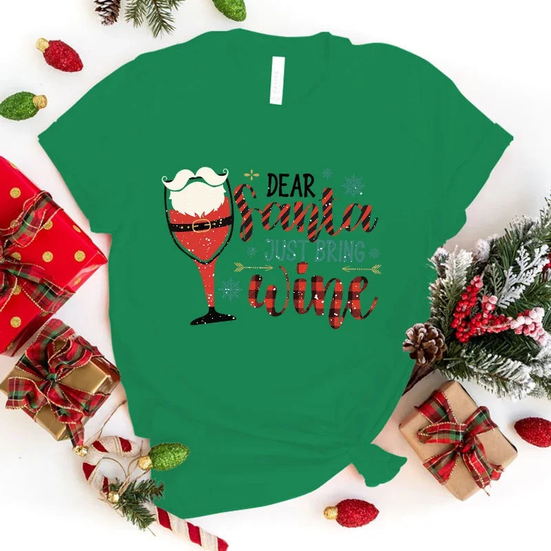 'Dear Santa Just Bring Wine' T Shirt