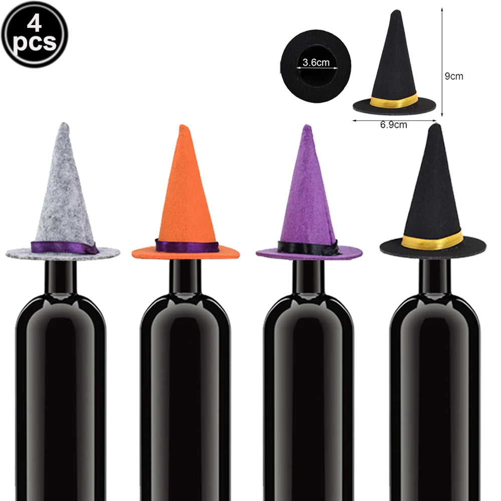 Wine bottle Witches Hats (set of 4)