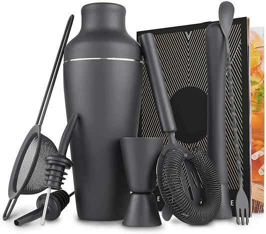 Parisian Matte Black 9 Piece Stainless Steel Cocktail Shaker Set