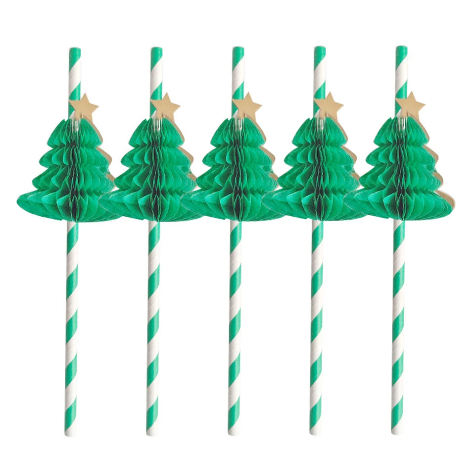 Christmas Paper Straws and Cake Toppers (10/20 pack)