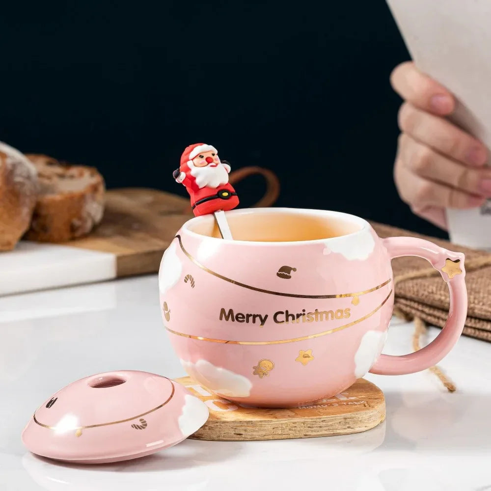 Christmas Mug with Lid/Spoon (1 piece/400ml)