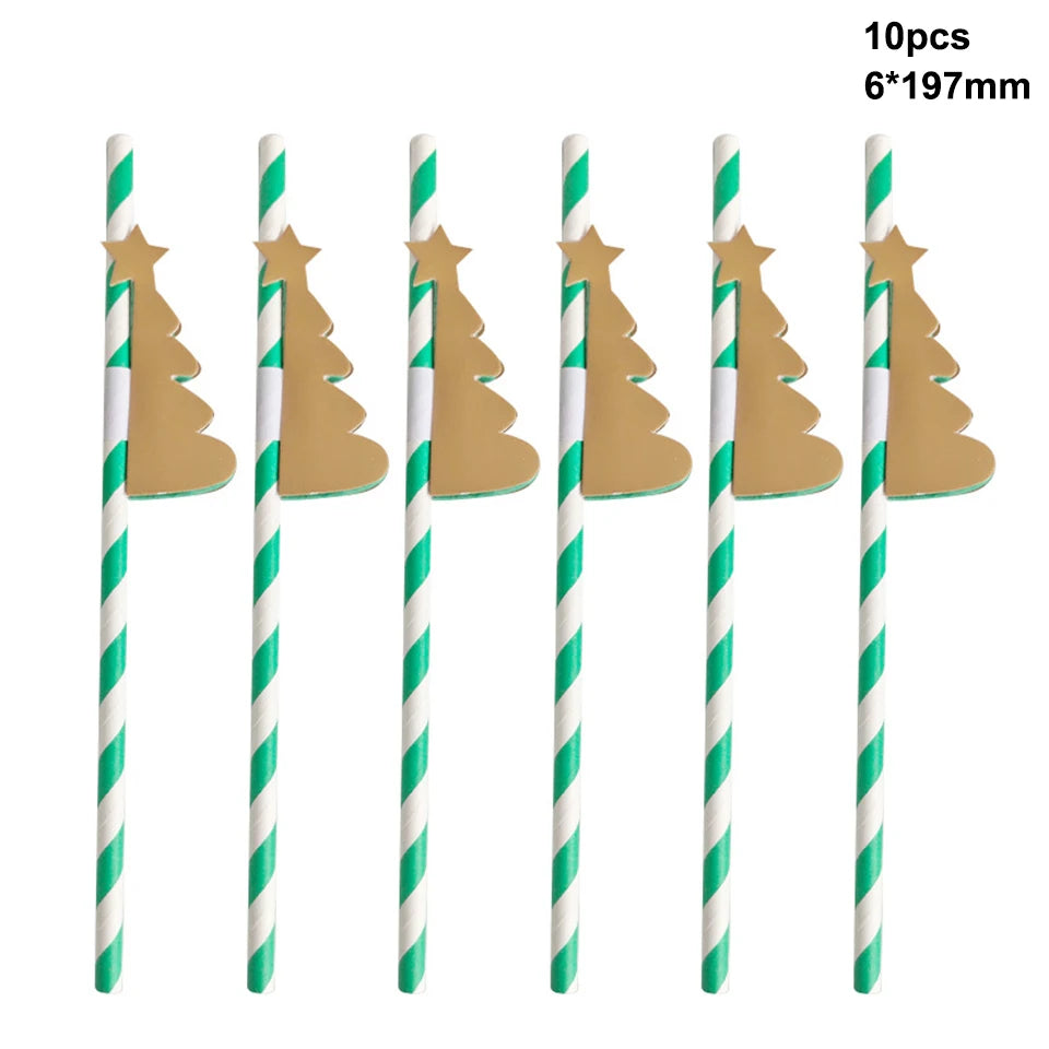 Christmas Paper Straws and Cake Toppers (10/20 pack)