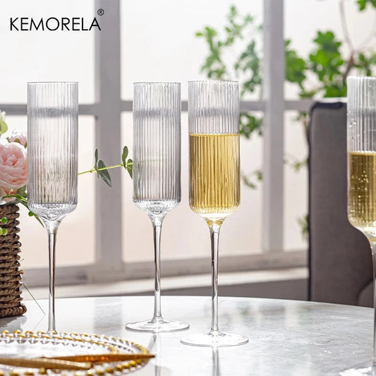 Striped Goblet Champagne Flutes (Set of 4)