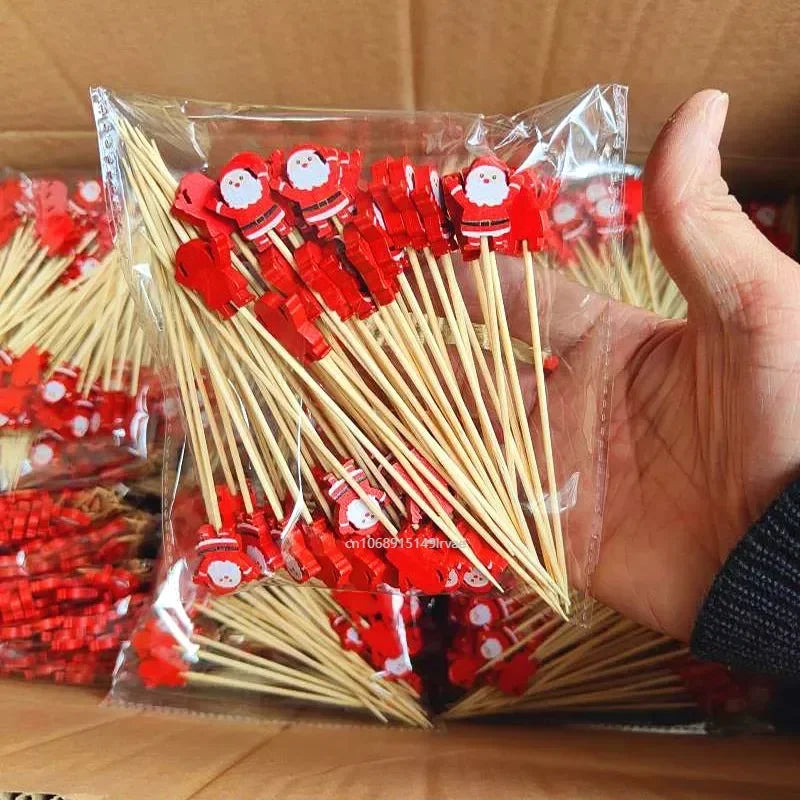 Christmas Disposable Bamboo Sticks (50/100 pieces)