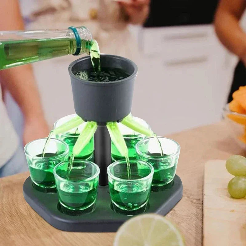 Shot Dispenser & Shot Glasses (6)