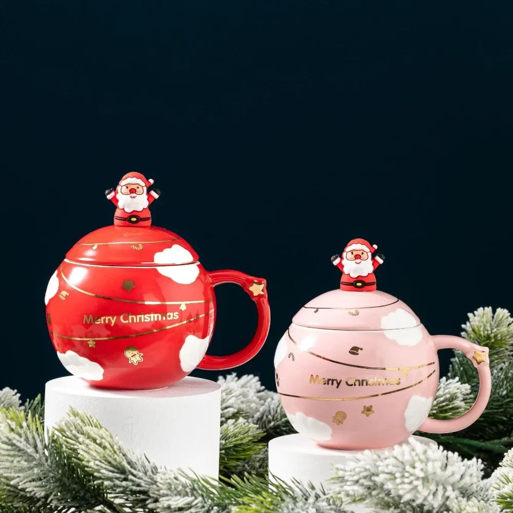 Christmas Mug with Lid/Spoon (1 piece/400ml)