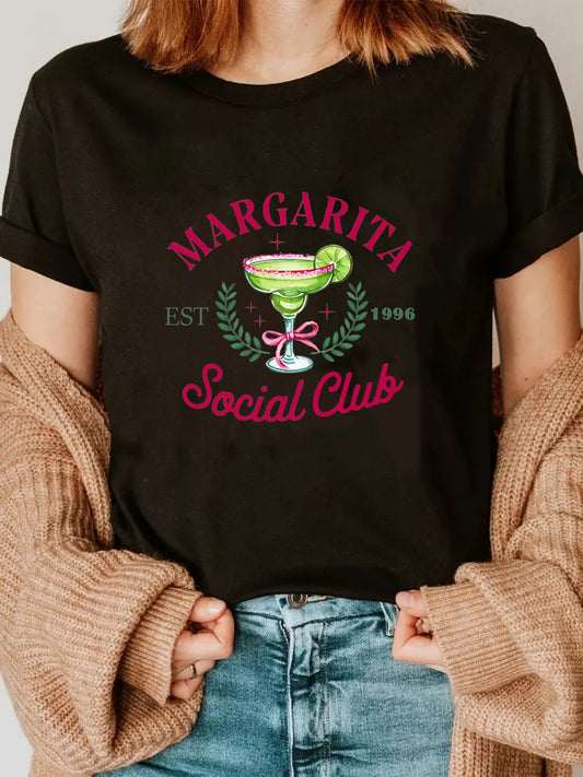 "Margarita Social Club" Dark Pink/Black T-Shirt