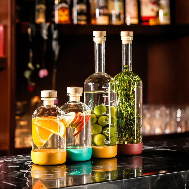 Bubble Glass Bottle Yellow w/pourer 450ml (1 piece)